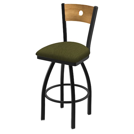 Holland Bar Stool Co 25" Swivel Counter Stool, Black Wrinkle, Med Back, Graph Parrot Seat 83025BWMedMplB015